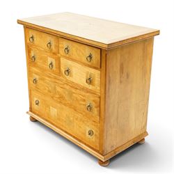 Barker & Stonehouse - contemporary flagstone and mango wood chest, the rectangular inlaid top over four short and two long drawers with metal ring handles, on compressed bun feet