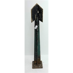 Railway cast-iron three-quarter mile pedestal marker with two-sided angular top, the pedestal cast '1892 GSWR Inchicore Works' H135cm
