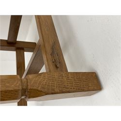 'Lizardman' set six dining chairs, two carvers and four side chairs, carved and pierced lattice top rail over cushioned back and drop in seat upholstered in brown leather, by Derek Slater of Crayke