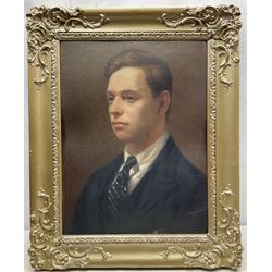 Arthur Major (Scarborough Early 20th century): Head and Shoulders Portrait of 'Charles Robert Baker', oil on board unsigned 50cm x 38cm