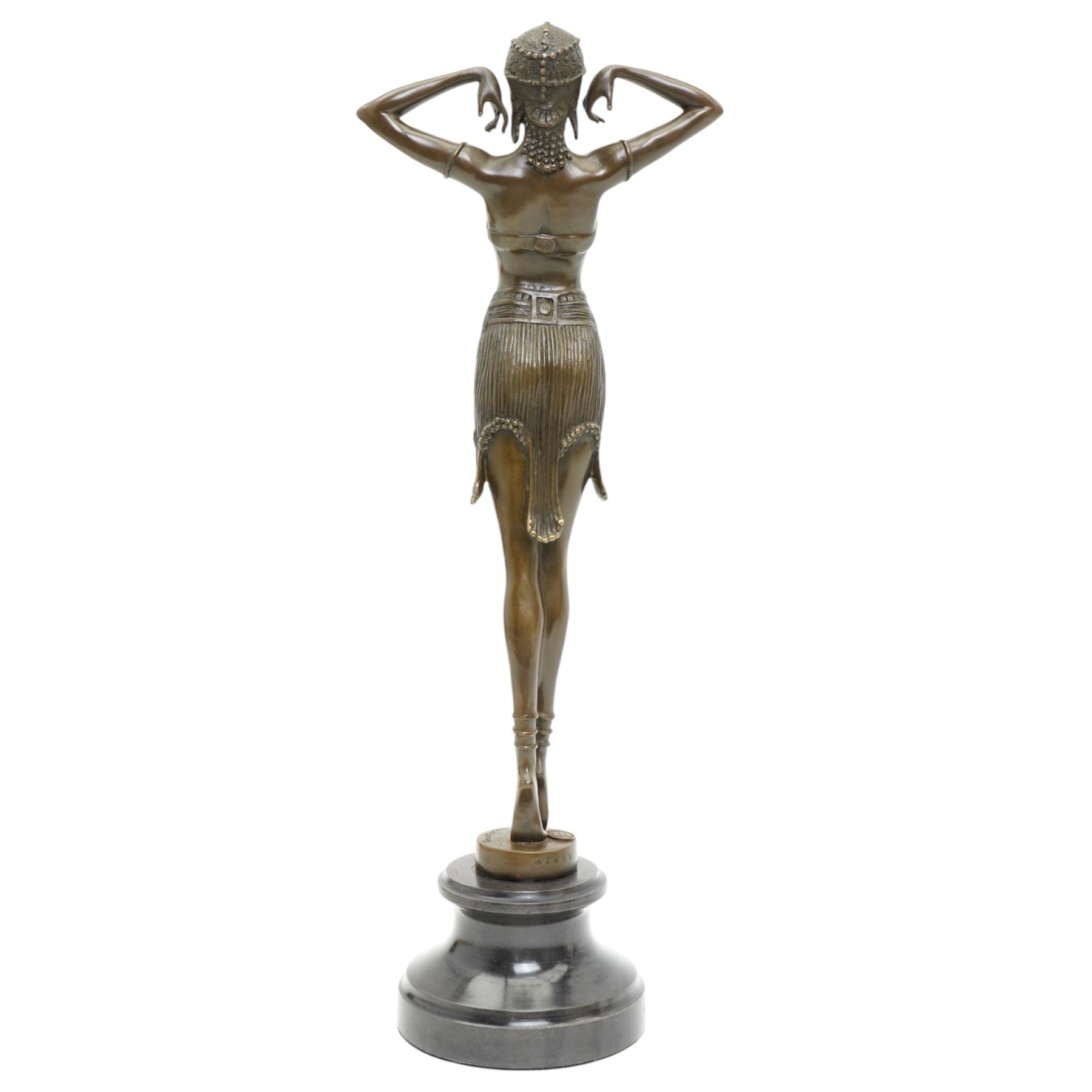 After Chiparus - Art Deco style bronze figure 'Illusions' on marble base H49cm