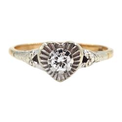 Gold diamond heart shaped ring, stamped 9ct