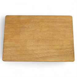 David 'Oakleafman' Langstaff - oak nest of three tables, each with a rectangular adzed top, with signature leaf motif on the bottom stretcher, from the workshop of David Langstaff, Easingwold, Yorkshire