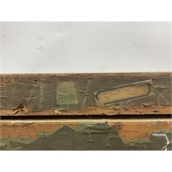 Attrib. David Jagger RP ROI (British 1891-1958): Male Nude Hanging Drapery, oil on canvas laid on board unsigned, partial original title label and with later inscriptions verso 74cm x 33cm 