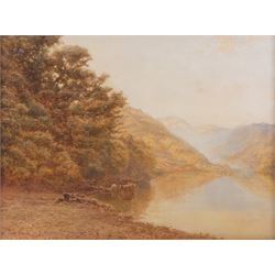 James Whaite (British 1881-1916): Cattle near the Stream, watercolour signed, in gilt fram...