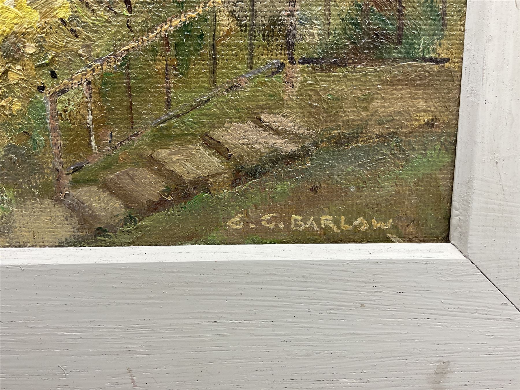 Gordon Clifford Barlow (British 1913-2005): 'Kettlewell - Yorkshire Dales', oil on board signed, titled on artist's studio label verso 37cm x 50cm 
Notes: Barlow was the protégé of Herbert Royle (1870-1958)