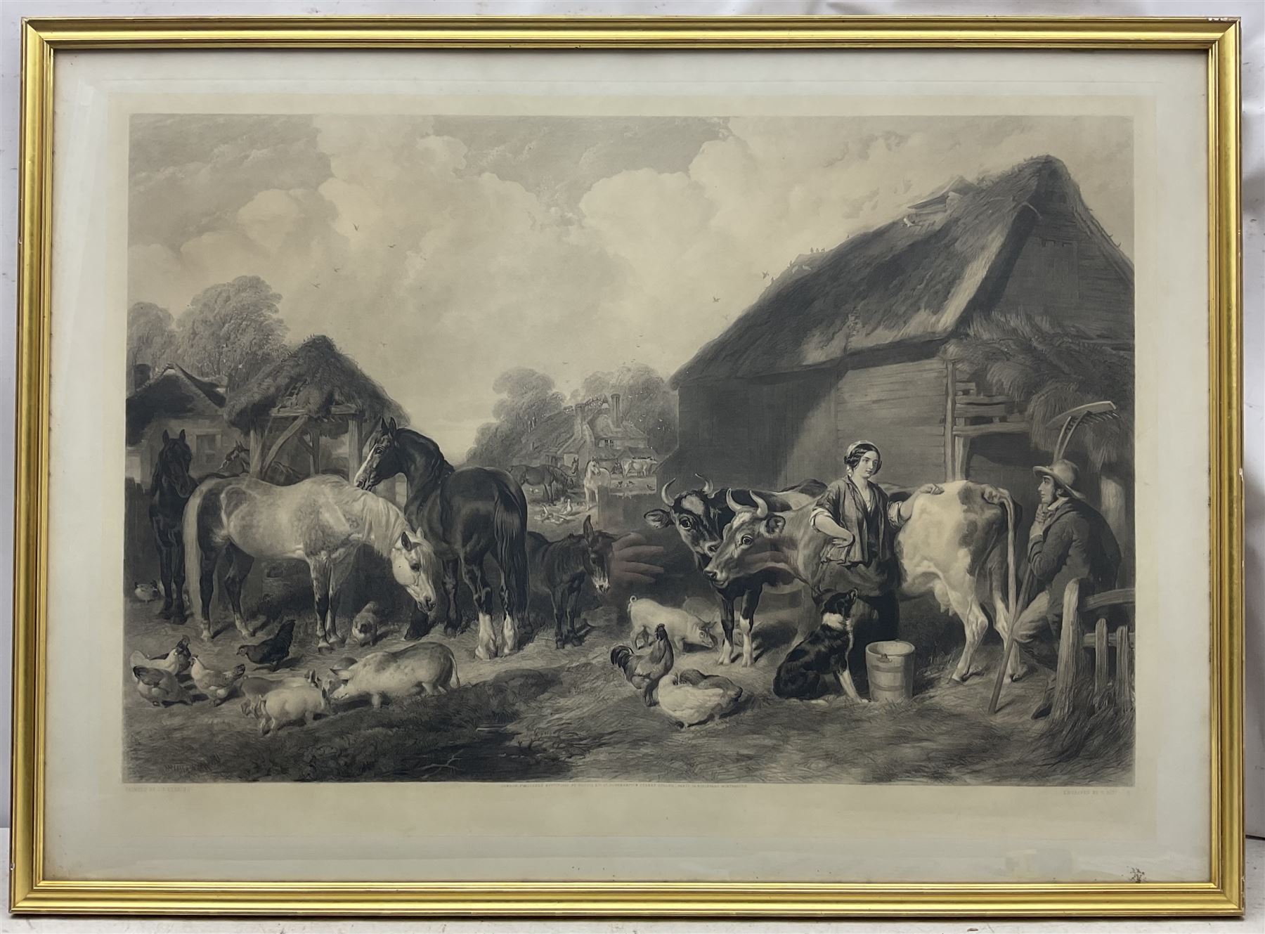 After John Frederick Herring Sr (British 1795-1865): An English Homestead, pair of large engravings 56cm x 85cm