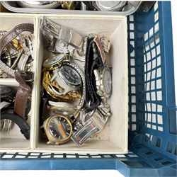 Collection of watches, including Timex, Lorus, Fossil, Seiko etc