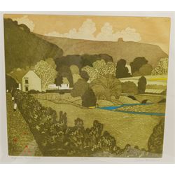 John Brunsdon (British 1933-2014): 'Ryedale Farmhouse', coloured etching signed titled and numbered 31/150 in pencil 38cm x 43cm with full margins (unframed)