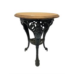 Cast iron Britannia pub or bistro table with circular moulded hardwood top