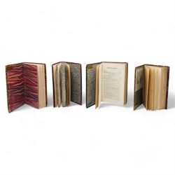 Le Sievre Faret - 'L'Honeste Homme' ou L'Art de Plaire, published in French by Arnould Cotinet, Paris 1660, full calf, J-P de Florian 'Les Six Nouvelles' 1786 and 'Nouvelles Nouvelles' 1792, both in quarter leather Conscience, F -'Les Dialogues de Jacques Tahureau' published Lemere, Paris 1871 in half calf and marbled boards, Berolade de Verville - 'Le Moyen de Parvenir' pub. Garnier Freres 1879, Jacob, Paul - 'Le Cymbalum Mundi' 1841 and 'Les Contes de Bonaventure des Periers' 1843, all published in French and collection of books published in French including H-L Bordier (Ed) - 'Le Chansonnier Hugenot' two volumes 1870, Mace de Villebresme - 'Epistre de Cleriande' limited edition No132, 'Poeme Inedit de Iehan Marot' 1860 and others (11) Saint-Andre, Claude - 'Madame du Barry d'apres les Documents Authentiques' limited edition published in French by Emile- Paul, Paris 1908 No 39/250 soft vellum cover