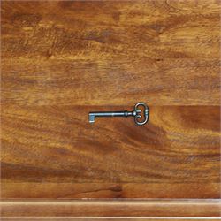 Willis & Gambier - mahogany bedroom wardrobe, projecting cornice with two additional rails, panelled doors with trouser rack and blue baize trinket, enclosing a shelf above a wooden clothes rail and shoe rack, raised on bracket feet 