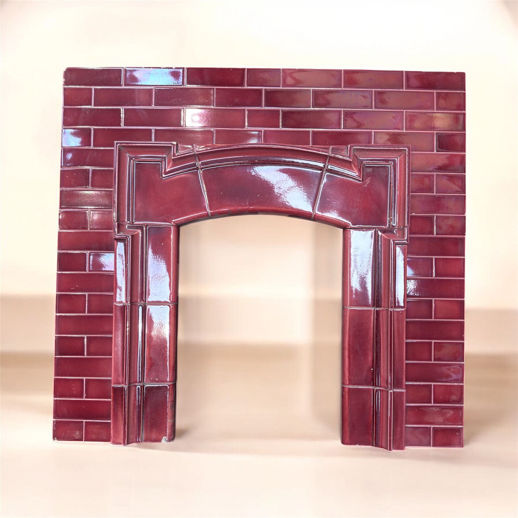Twentieth century red glazed tile fireplace insert