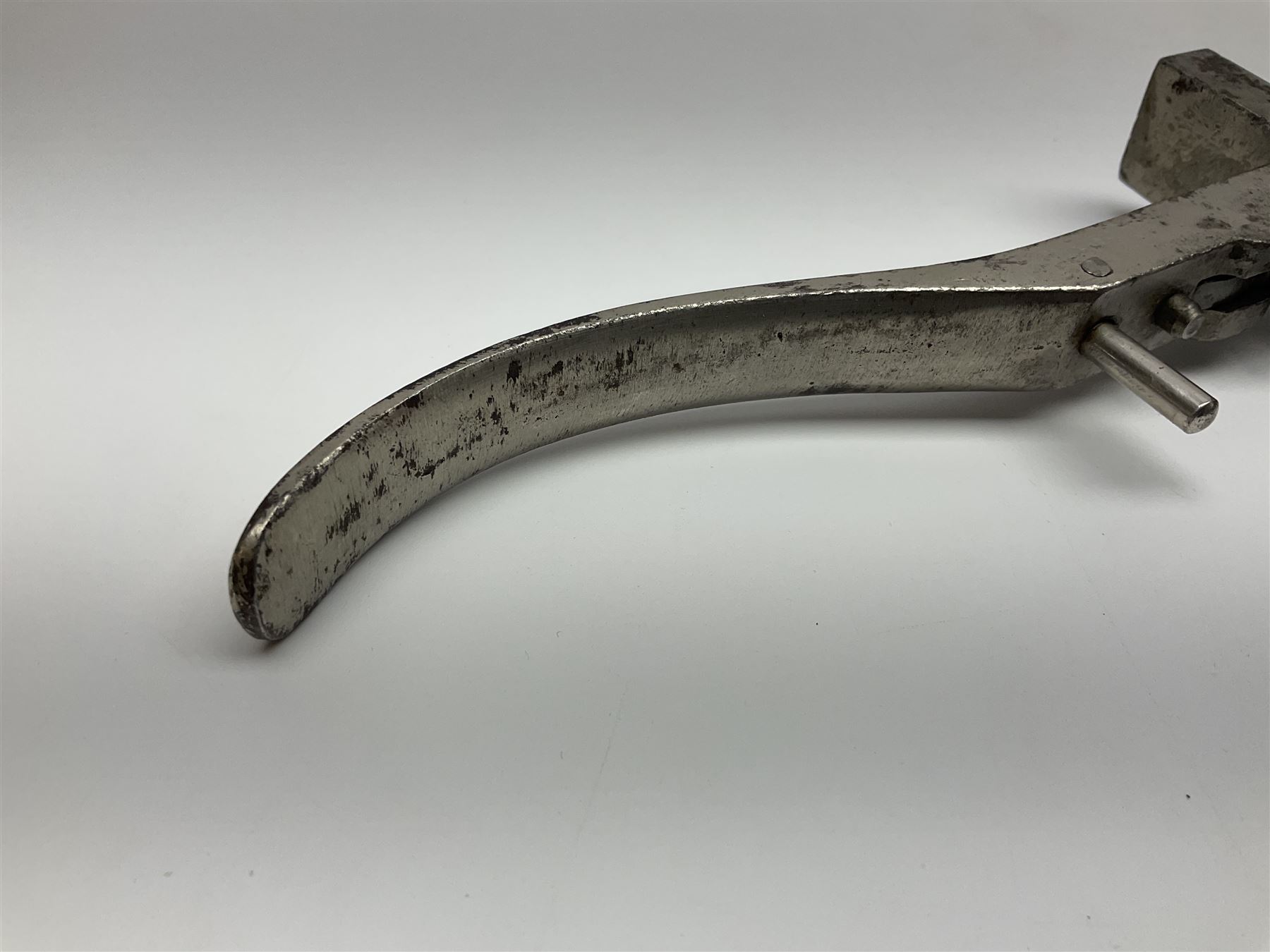 Smith & Wesson Russian .44 calibre Ideal nickel plated iron loading tool incorporating bullet mould L23cm