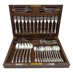 Canteen of matched silver Victorian and Edwardian cutlery for twelve covers, fiddle and thread pattern by Dobson & Sons, John Samuel Hunt and Chawner & Co, all hallmarked, approx 93oz

[image code: 3mc]