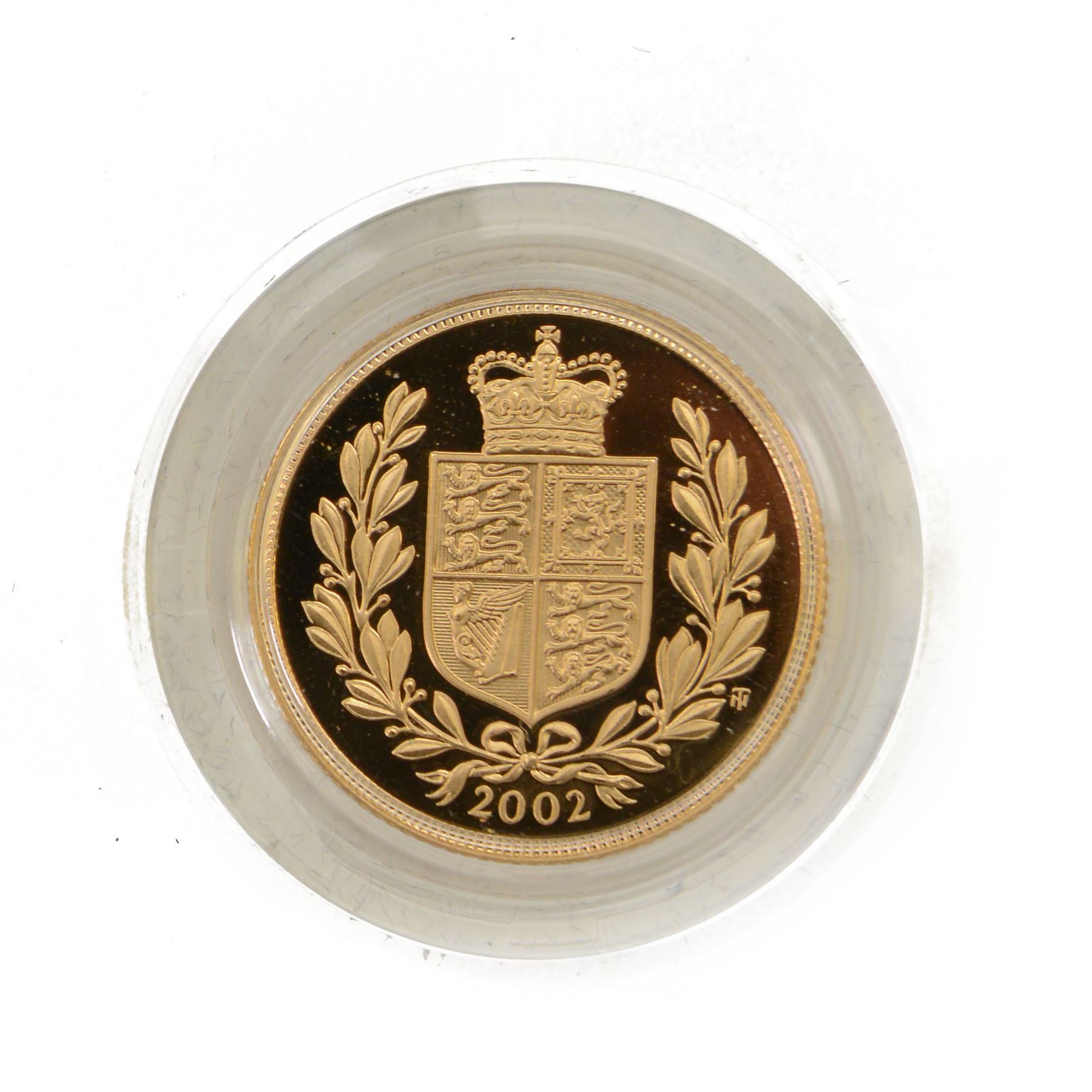 Queen Elizabeth II 2002 gold proof full sovereign coin, cased with certificate