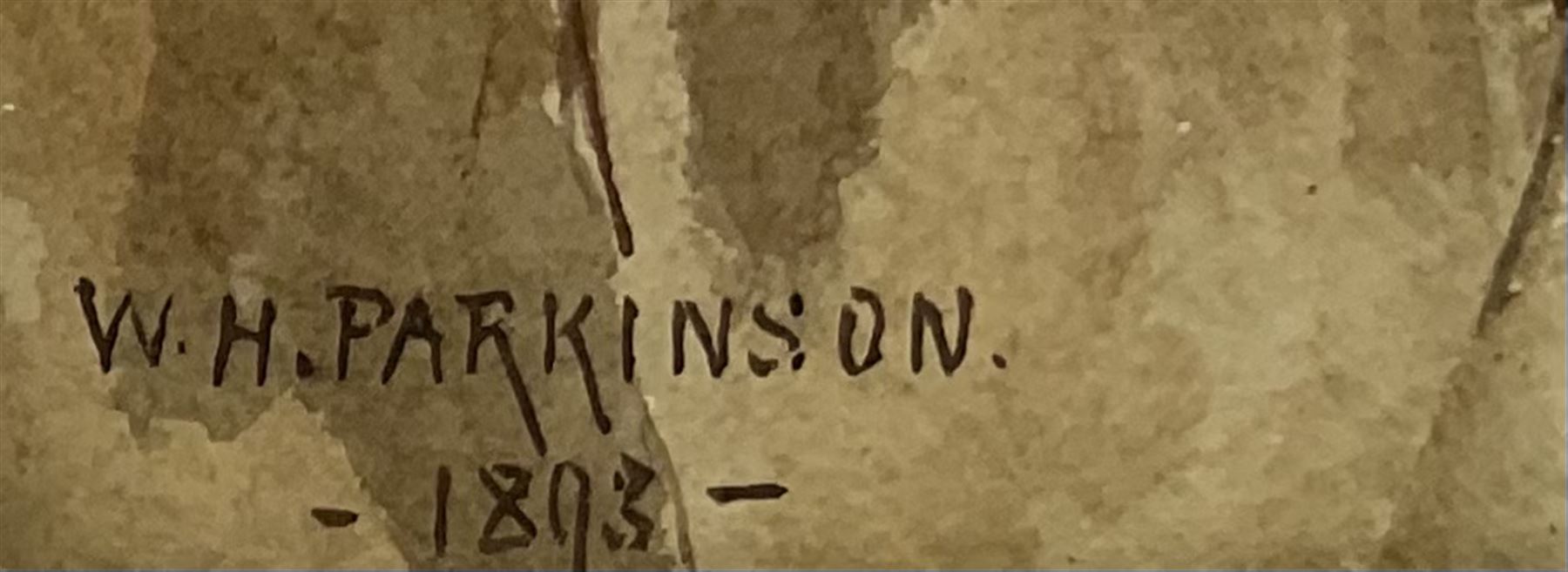William H Parkinson (British 1864-1916): 'An Old Seaman', watercolour signed and dated 1893, original title label with artist's address verso 30cm x 21cm
Notes: Parkinson is listed as living in Bradford and exhibiting in both Bradford and Leeds