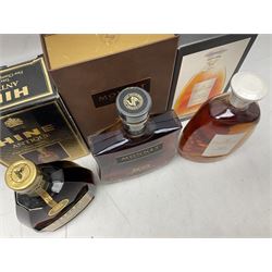 Hennessy, fine de cognac, 70cl, 40% vol, Monnet, Xo prestige cognac, 70cl, 40% proof and Hine Antique, Tres Vieille champagne cognac, 68cl, 40% vol, all with original boxes 