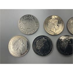 Seventeen Queen Elizabeth II United Kingdom five pound coins