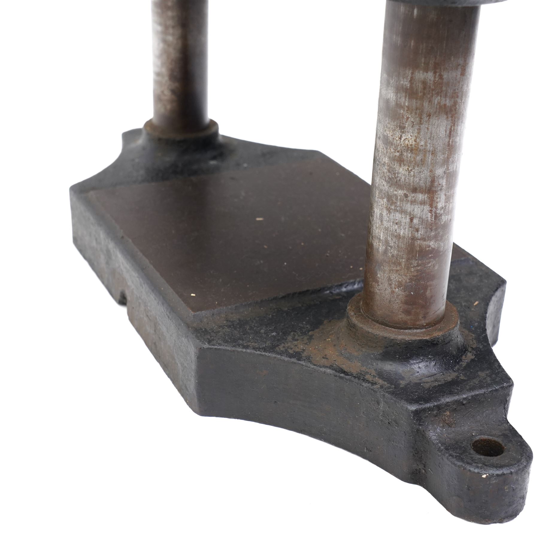 19th century cast iron book press, with large winding handle, H38cm 
