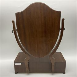 19th century inlaid mahogany dressing table mirror, with three drawers to base, H58cm