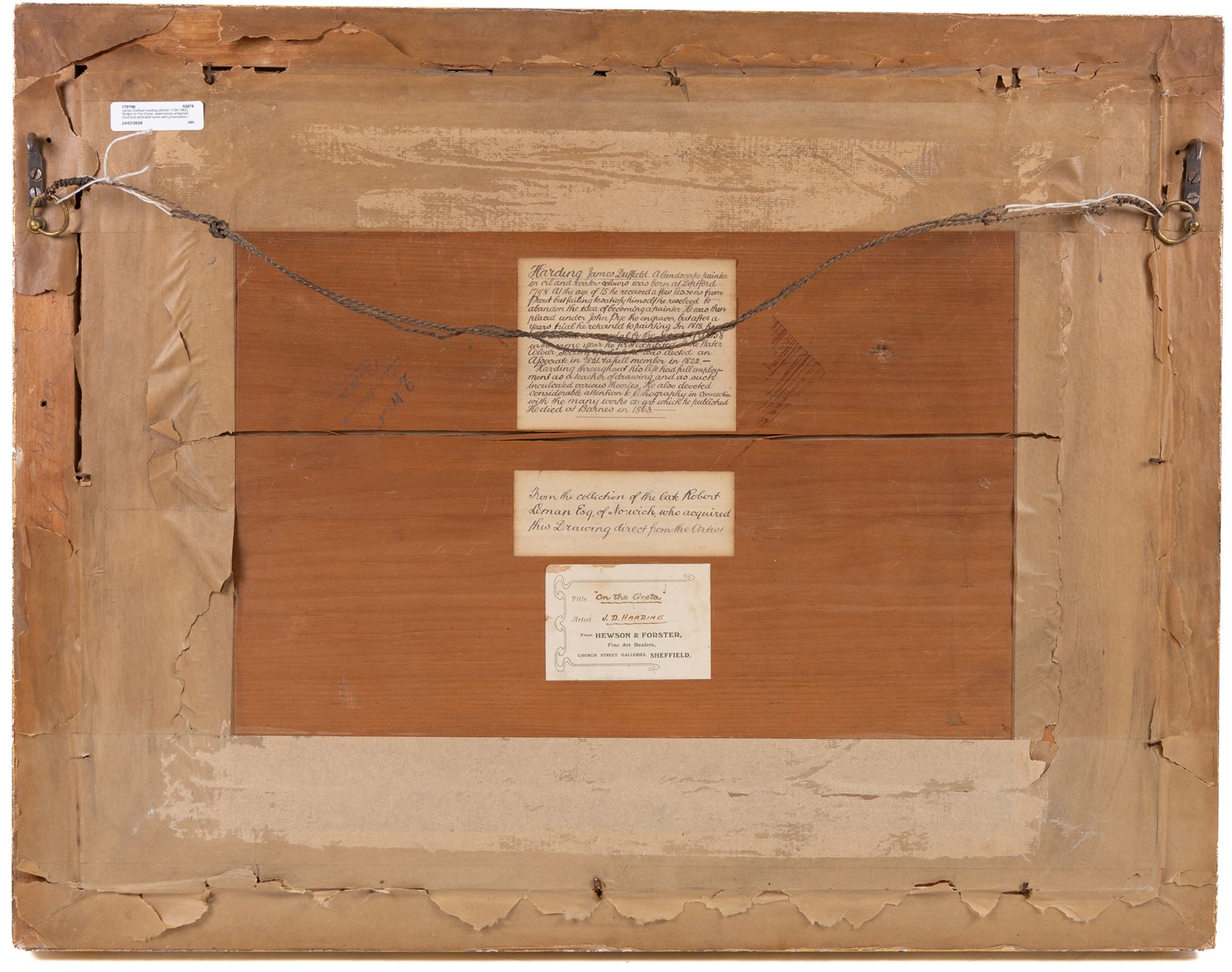 James Duffield Harding (British 1798-1863): 'Bridge on the Greta', watercolour unsigned, titled and attributed verso with provenance relating to Robert Leman of Norwich 34cm x 50cm 