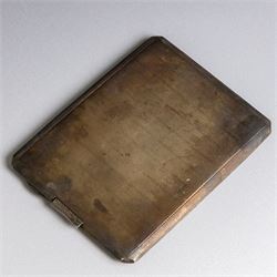 1930s silver cigarette case, with engine turned decoration and engraved initials to the top left hand corner, hallmarked Frederick Field, Birmingham 1931