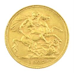 King Edward VII 1907 gold full sovereign coin