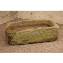  Rectangular rough cut stone shallow trough, 63cm x 41cm, H18cm  