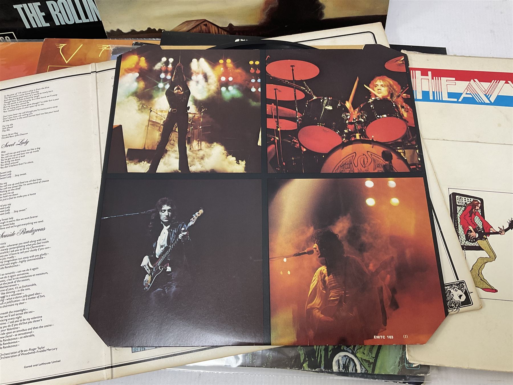 Collection of Rock, Punk and Pop vinyl LP records, including Tyrannosaurus Rex A Beard of Stars, Black Sabbath Paranoid, Derek & The Dominoes Layla, David Bowie Lodger, Kraftwerk Computer World, The Police Zenyatta Mondatta, etc