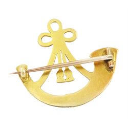 Early 20th century 18ct gold British Military brooch, probably  Oxfordshire and Buckinghamshire Light Infantry