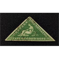 Cape of Good Hope triangle stamps, comprising six one penny, seven four pence, two six pence and a one shilling , all used, all previously mounted