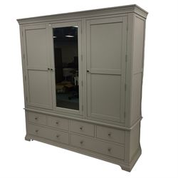 Cotswold Company - grey finish triple wardrobe, with six drawers