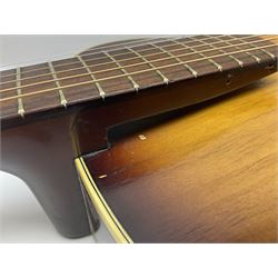 1958 Hofner Senator acoustic guitar with two-tone finish and Hofner label bearing serial no.5315, L104cm overall; in soft carrying case.