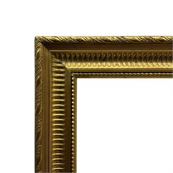 Modern gilt frame, edged with leaf decoration with reeded inner, aperture 65cm x 96cm