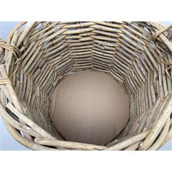 Large circular wicker log basket 