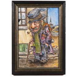 Terry Durham (British 1936-2013): 'The Marionette - He Is Free', acrylic on canvas signed titled and dated '02, Man with Pipe and Two Dogs, watercolour on canvas laid onto board signed, and 'Tinker - Tailor', collection of eight prints unsigned max 60cm x 50cm (11) (mostly unframed)