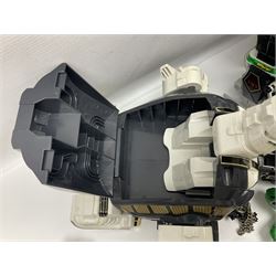 Collection of early 90s Mighty Morphin’ Power Rangers Zords, figures and accessories. Titanus the Carrier Zord, marked Bandai 1991; Green Dragonzord, incomplete; 1994 White Tigerzord with original instruction manual; 1993 Triceratops Dinozord, Mastodon Dinozord and Sabertooth Tiger Dinozord, Pterodactyl Dinozord, missing guns; with 1993 Power Morpher and original Power Coins, with further related figures, accessories and weapons