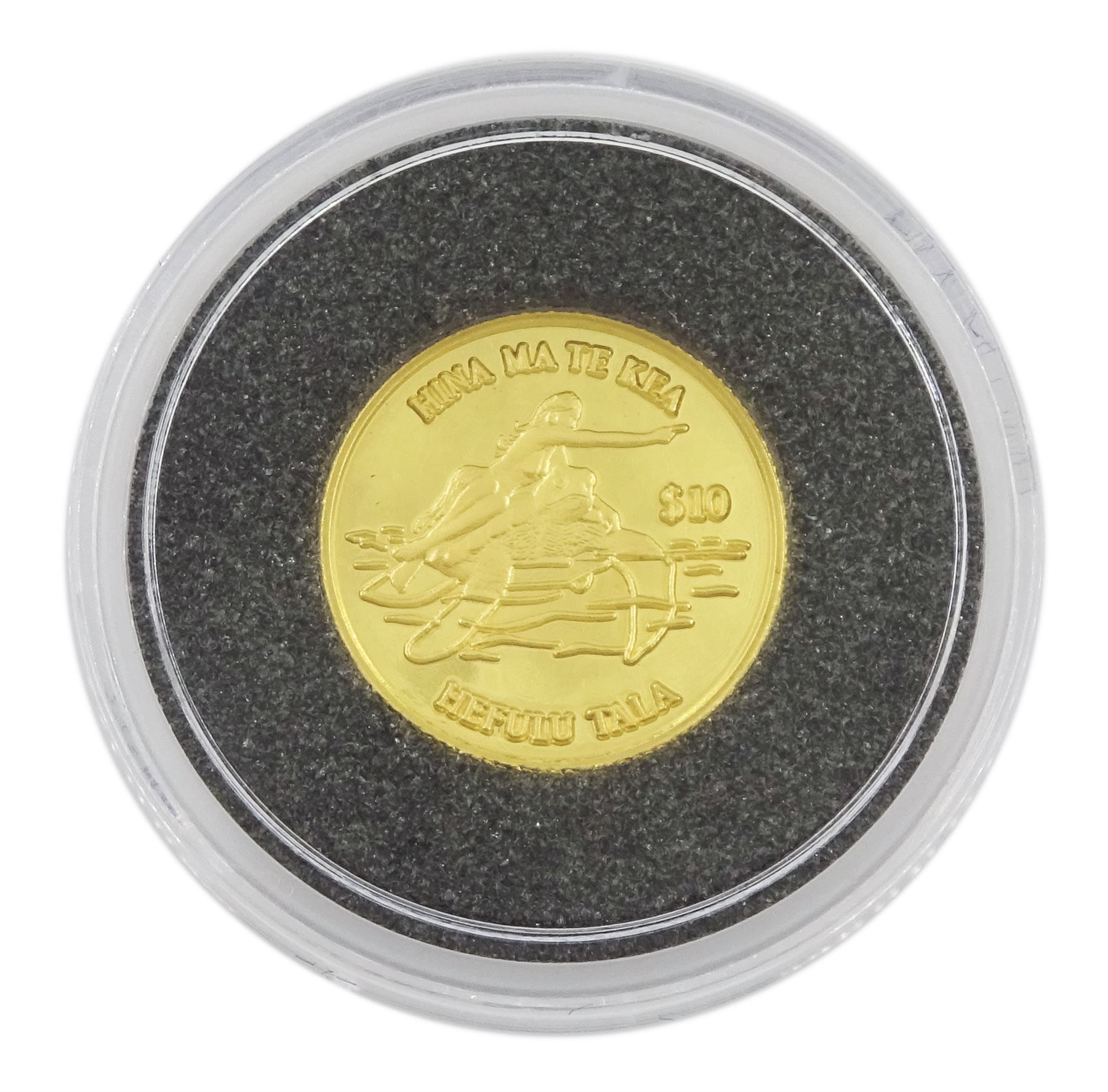 Queen Elizabeth II Tokelau 1999 fine gold 1/25 ounce 'Hina Ma Te Kea' coin from 'The Smallest Gold Coins of the World Collection', with certificate