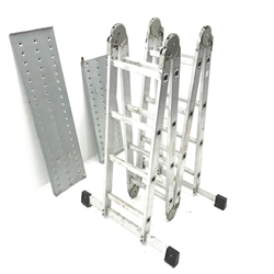 Aluminium folding platform ladders, single metal platform, L444cm