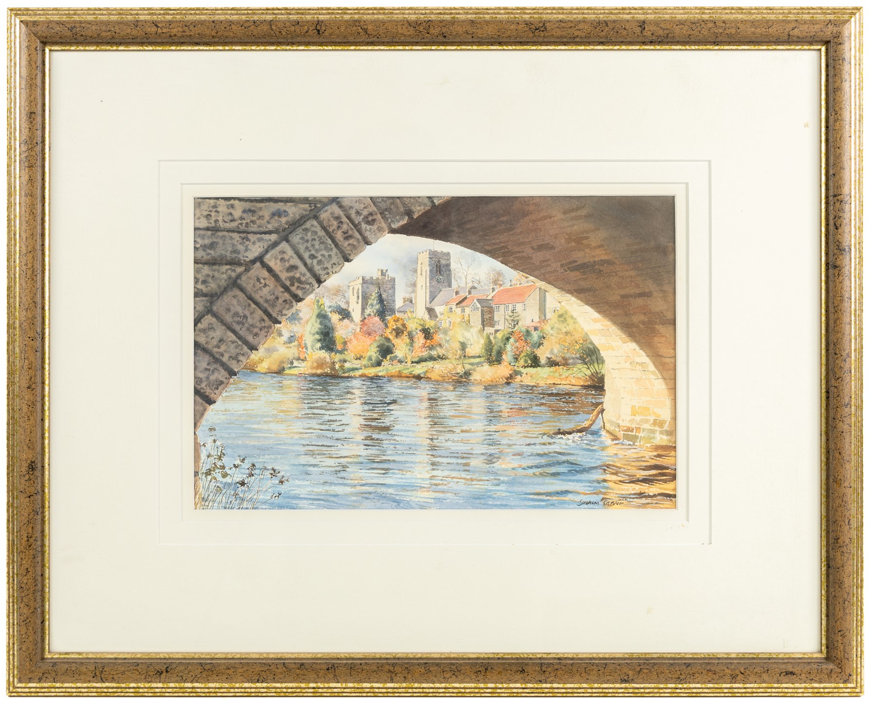 Graham Carver (Yorkshire 20th century): 'River Ure at Tanfield', watercolour signed, titled verso 21cm x 32cm
