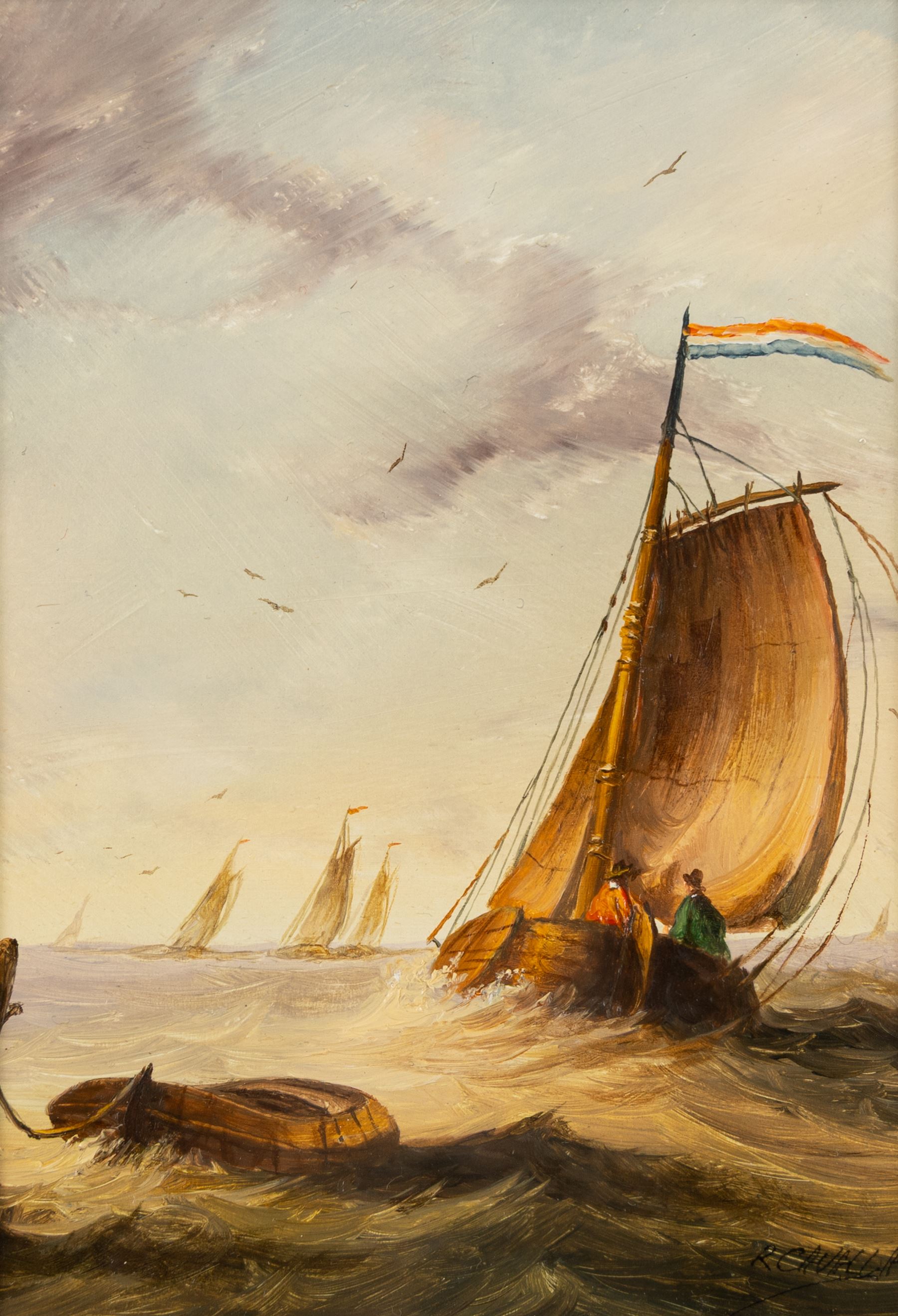 Ronald Cavalla (British 1940-): Dutch Fishing Vessels, pair of oils on board signed 8.5cm x 12.5cm and 12.5cm x 8.5cm (2)