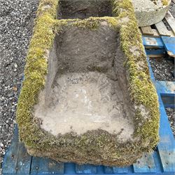 19th century two division stone trough, sloped scoop division - THIS LOT IS TO BE COLLECTED BY APPOINTMENT FROM DUGGLEBY STORAGE, GREAT HILL, EASTFIELD, SCARBOROUGH, YO11 3TX