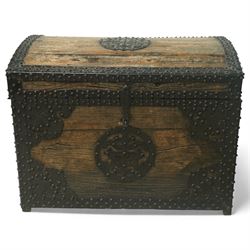 20th century Chinese camphorwood chest, the hinged lid opening to a plain interior, the ex...