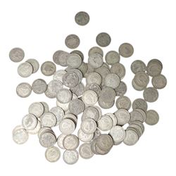 Approximately 107 Great British pre-1947 silver half crown coins