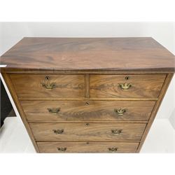 Victorian mahogany chest, fitted with two short drawers above three long drawers, raised on shaped bracket supports 