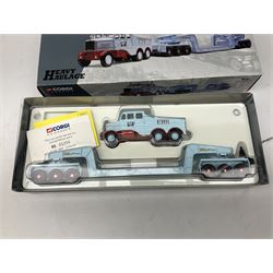 Corgi - Modern Trucks Series No.75401 Leyland Daf Curtainside James Irlam & Sons Ltd in perspex case; Classics Heavy Haulage No.17601 Scammell Constructor and 24 wheel low loader, boxed with certificate 01254/6800; and limited edition Classics No.55201 Pickfords Diamond T Ballast (x2) with 24 wheel Girder Trailer and Steel Casting Load, boxed with certificate 05318/8200. (3)