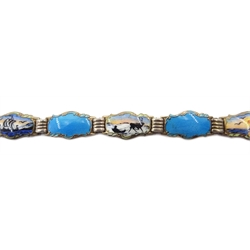  Norwegian silver and enamel link bracelet by Hans Myhre, stamped 925S 'Norge' and gold stone cubic zirconia ring stamped 9ct   