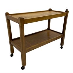 Rabbitman - oak two tier trolley,  carved with rabbit signature, by Peter Heap of Wetwang 