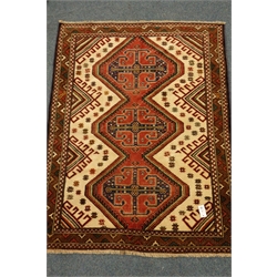  Persian Baluchi rug, triple lozenge medallion, geometric design, 162cm x 120cm  